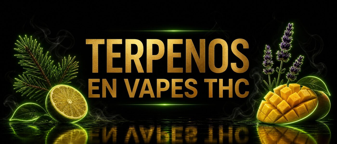 Terpenos en vapes THC: pino, limón, lavanda y mango representando los aromas del cannabis - Anandasana Quito